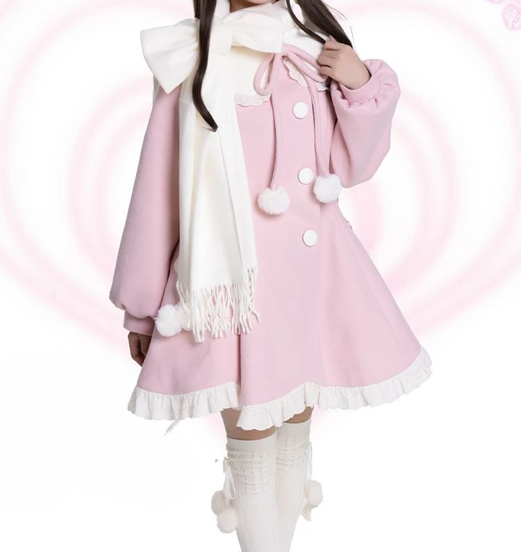 Japanese Kawaii Lolita Lace Patchwork Sweet Dress Coat Women Y2k Aesthetic Contrast Color Dresses Elegant Cute Party Vestidos