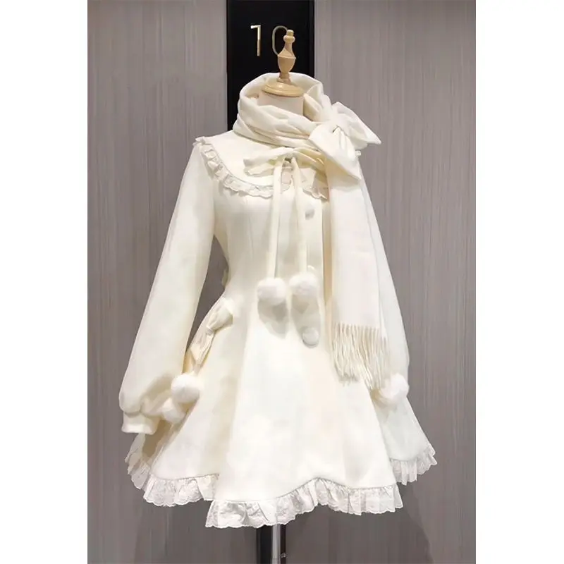 Japanese Kawaii Lolita Lace Patchwork Sweet Dress Coat Women Y2k Aesthetic Contrast Color Dresses Elegant Cute Party Vestidos