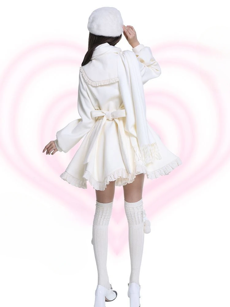 Japanese Kawaii Lolita Lace Patchwork Sweet Dress Coat Women Y2k Aesthetic Contrast Color Dresses Elegant Cute Party Vestidos