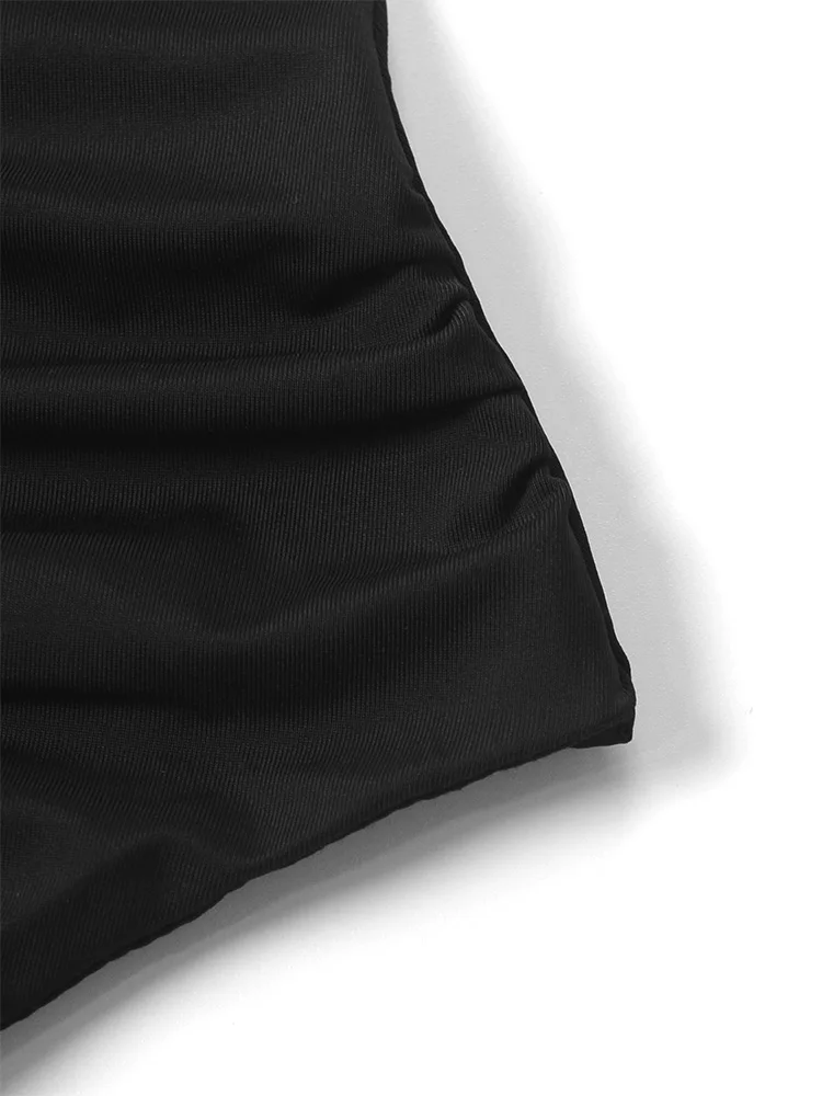 Summer Sexy Women's Sleeveless Mini Dress Backless Strap Black Bodycon Split A-Line Elegant Streetwear Party Wear