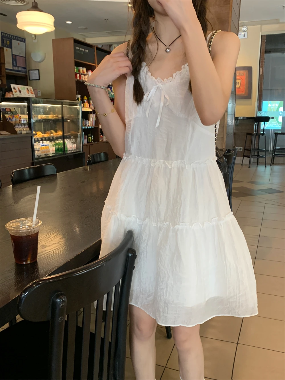 Korobov Lace Slip Dress Women's Clothing Summer A-line Puffy Skirt Y2k Vintage Short Dresses Korean Fashion Vestidos Para Mujer