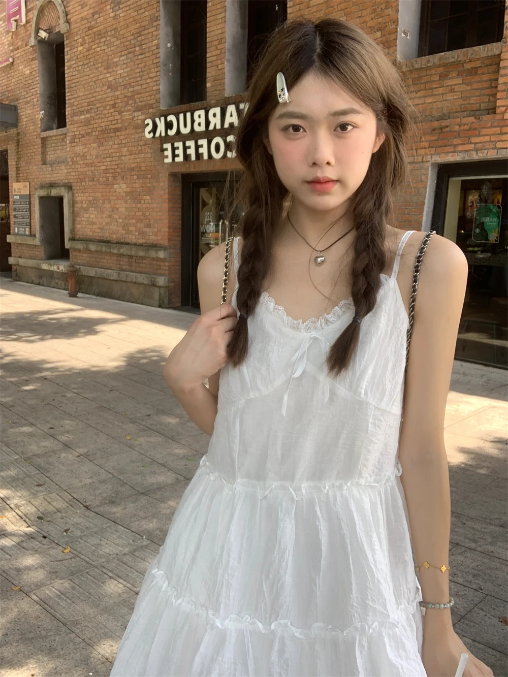Korobov Lace Slip Dress Women's Clothing Summer A-line Puffy Skirt Y2k Vintage Short Dresses Korean Fashion Vestidos Para Mujer