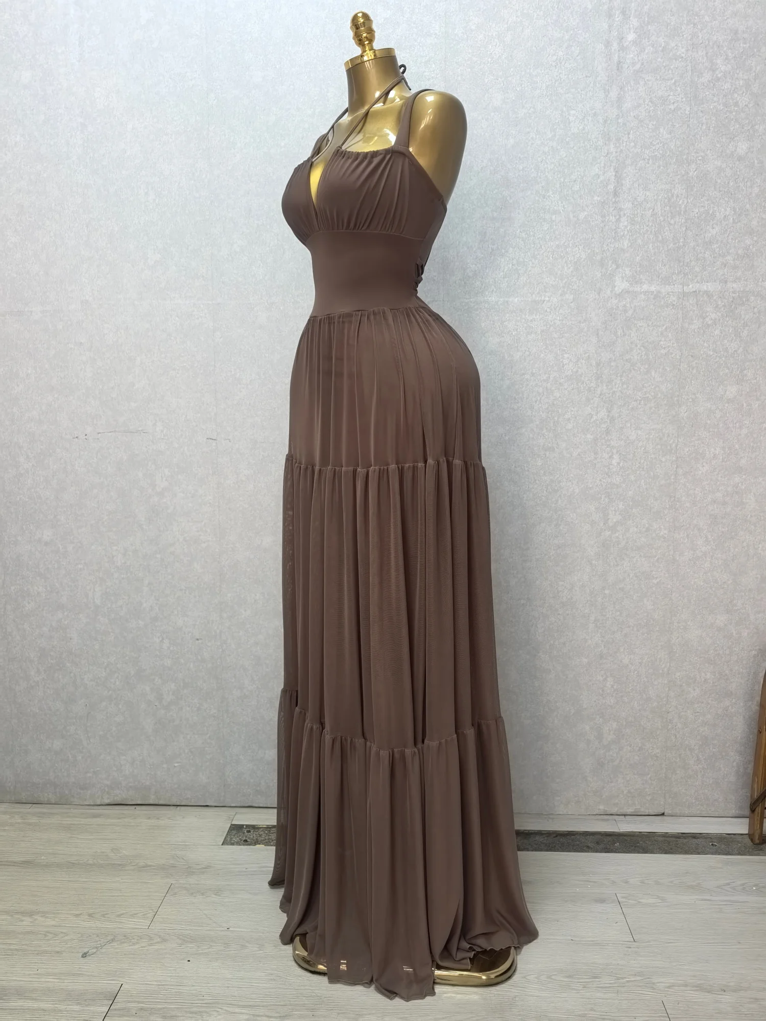 CM.YAYA 2026 Summer Women Halter Sleeveless Strapless Long Maxi Dress Slim Evening Birthday Beach Sexy Vacation Party Dresses