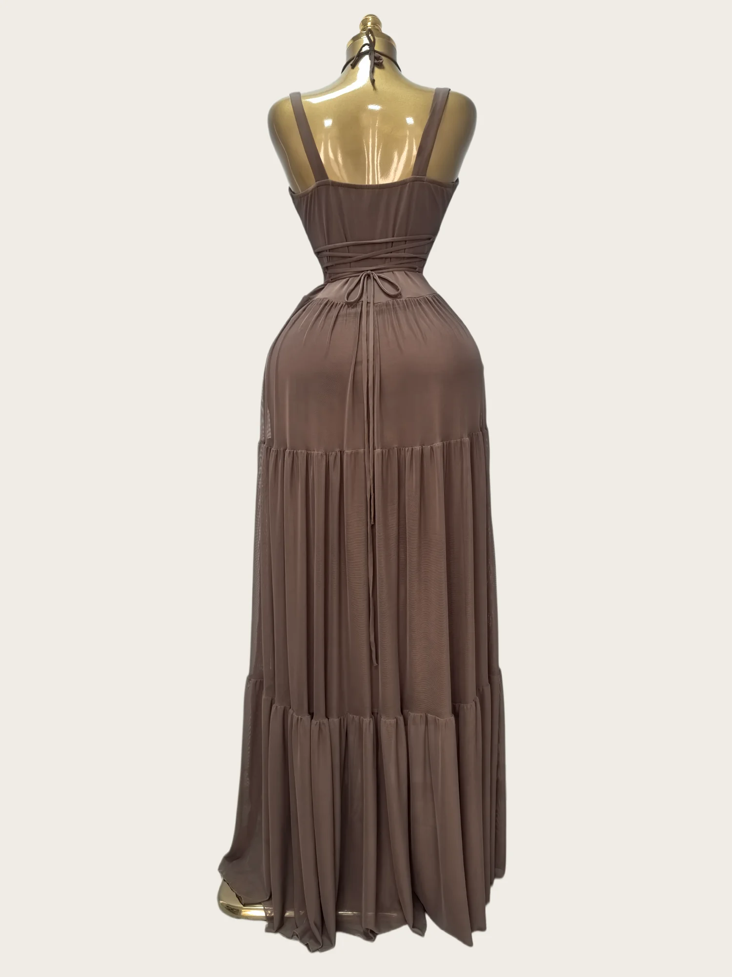 CM.YAYA 2026 Summer Women Halter Sleeveless Strapless Long Maxi Dress Slim Evening Birthday Beach Sexy Vacation Party Dresses
