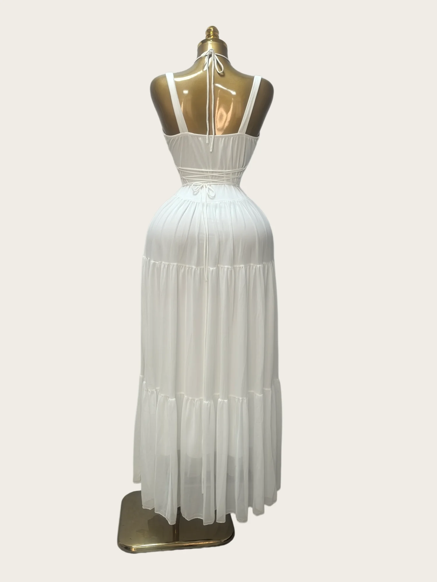 CM.YAYA 2026 Summer Women Halter Sleeveless Strapless Long Maxi Dress Slim Evening Birthday Beach Sexy Vacation Party Dresses
