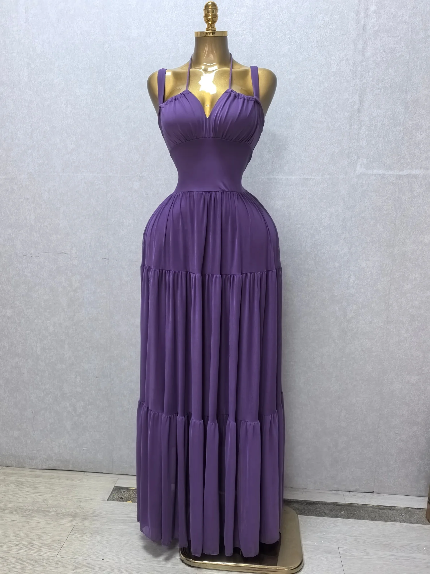CM.YAYA 2026 Summer Women Halter Sleeveless Strapless Long Maxi Dress Slim Evening Birthday Beach Sexy Vacation Party Dresses