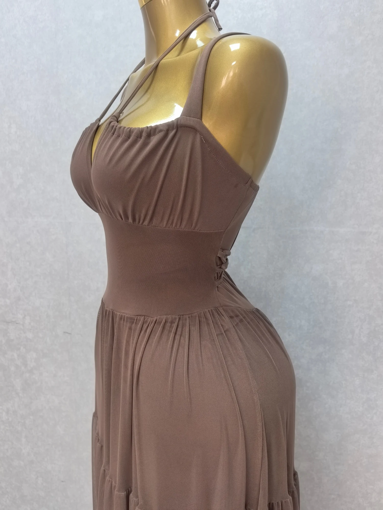 CM.YAYA 2026 Summer Women Halter Sleeveless Strapless Long Maxi Dress Slim Evening Birthday Beach Sexy Vacation Party Dresses