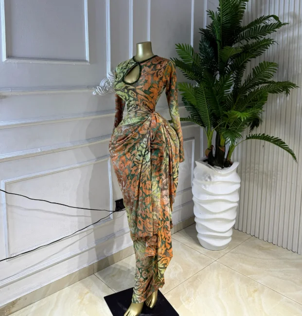 CM.YAYA Women Striped Print Ribbon Ruched Long Sleeve Bodycon Maxi Long Dress 2026 Sexy Birthday Party Education Trendy Dresses