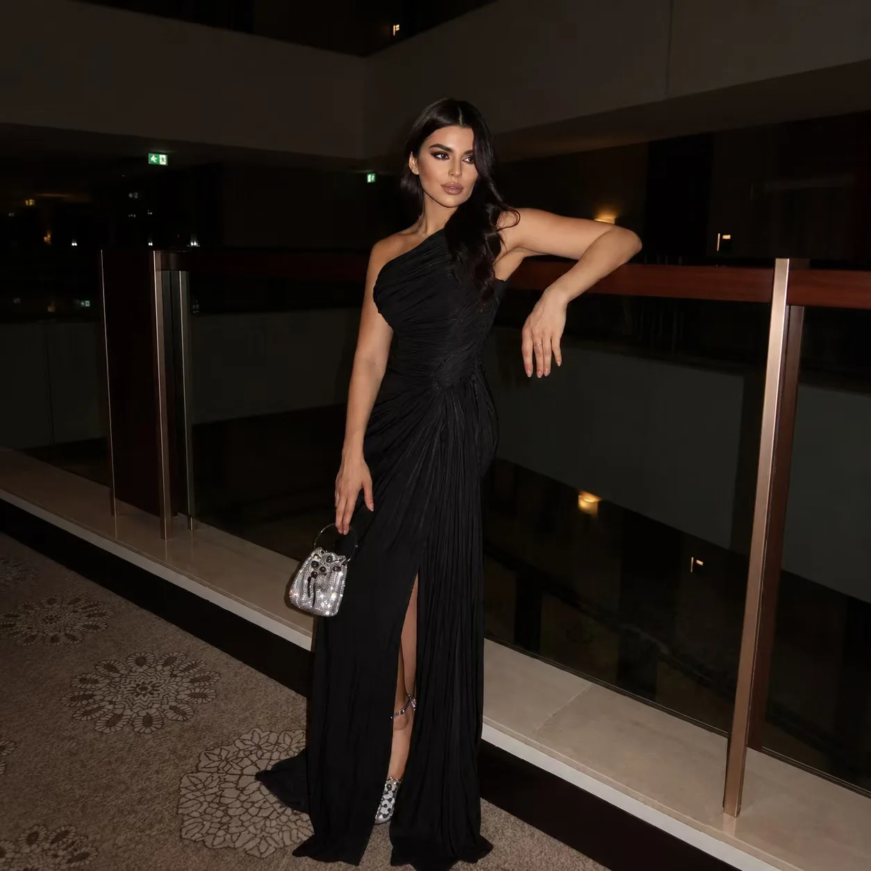 2025 Spring Summer New Fashion Pleated Dress for Women Chic Elegant Off Shoulder Sleeveless High Waist Evening Long Dresses