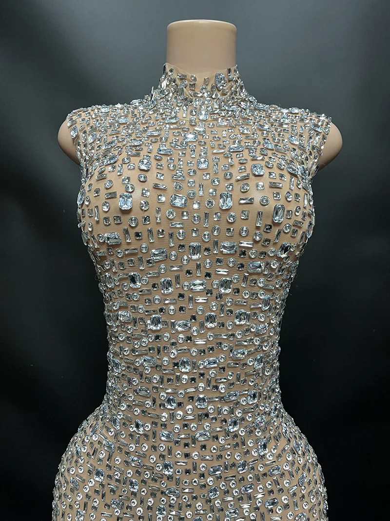 Elegant Luxury Crystal Party Dress Birthday Celebration Dress Bride Diamond Long Prom Dress Mother Formal Grand Party Dress