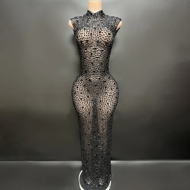 Elegant Luxury Crystal Party Dress Birthday Celebration Dress Bride Diamond Long Prom Dress Mother Formal Grand Party Dress