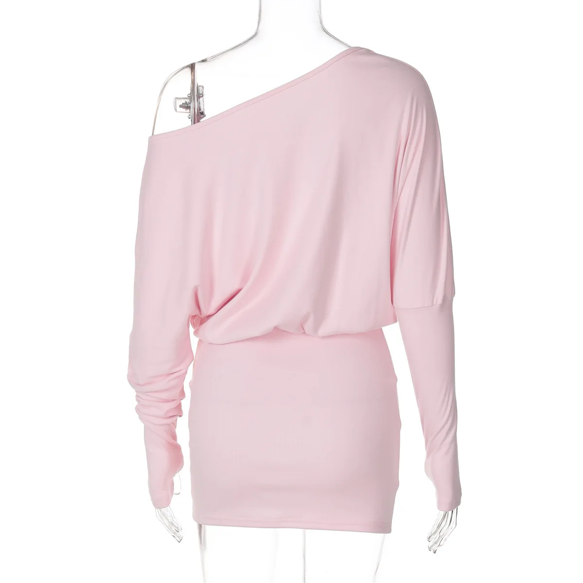 Off Shoulder Sexy Mini Dress Women Oblique Neck Long Sleeve Bodycon Dress Fall Winter Sexy Short Party Club Dresses