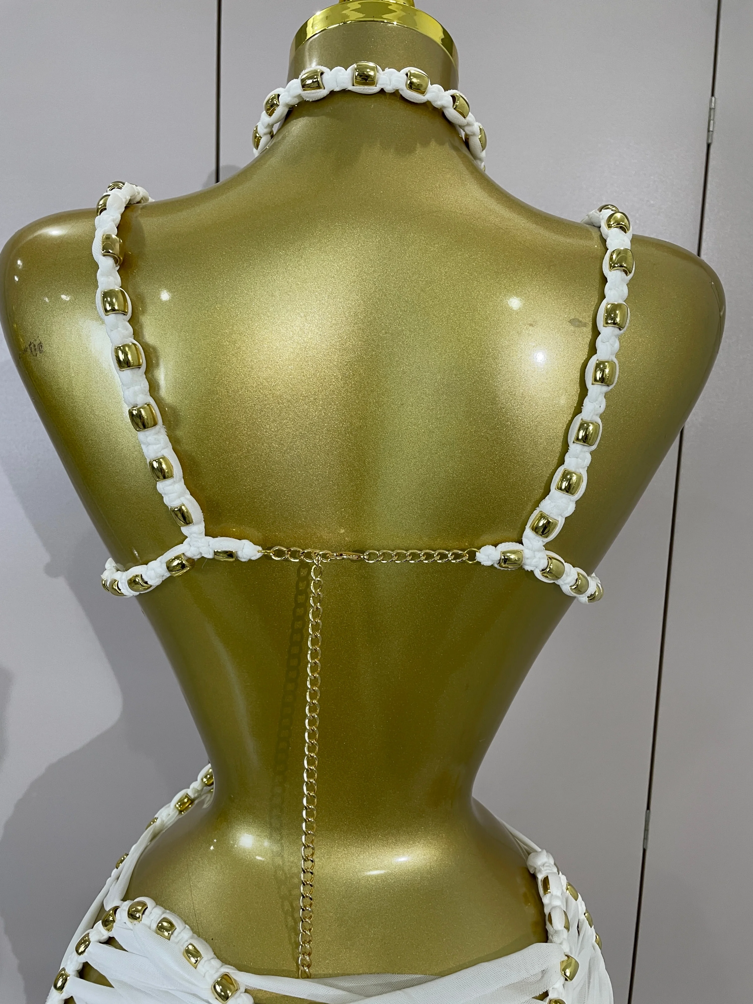 2026 Women Sexy White Halter Neck Perspective Hollow Mini Dresses Summer Backless Nightclub Party Evening Club Performance Dress