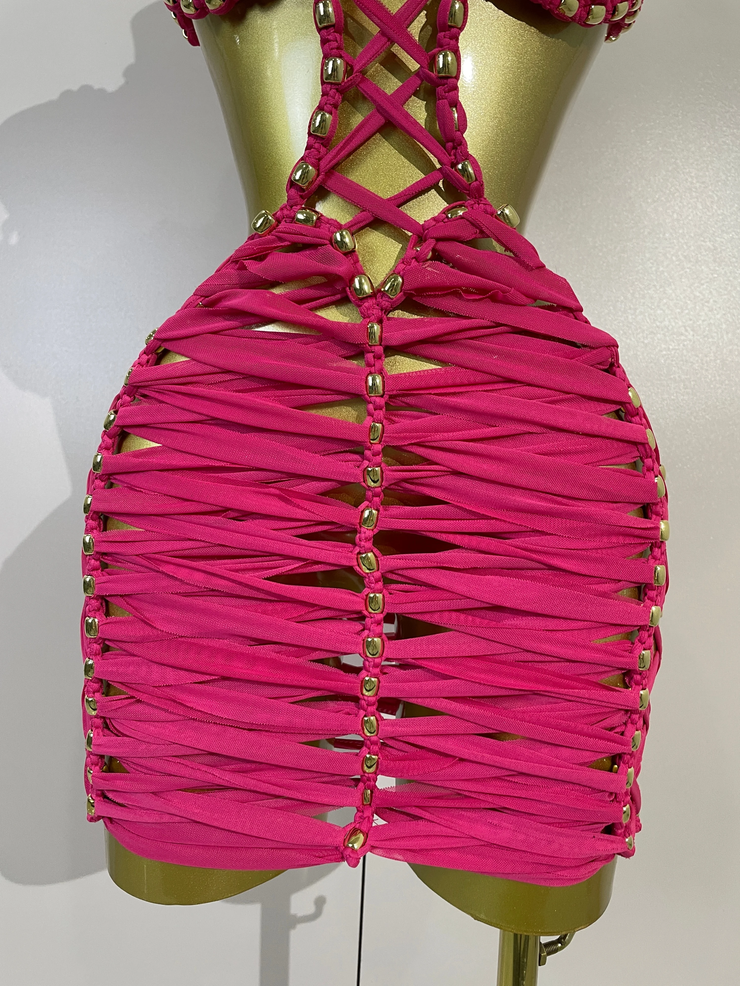 2026 Women Sexy White Halter Neck Perspective Hollow Mini Dresses Summer Backless Nightclub Party Evening Club Performance Dress
