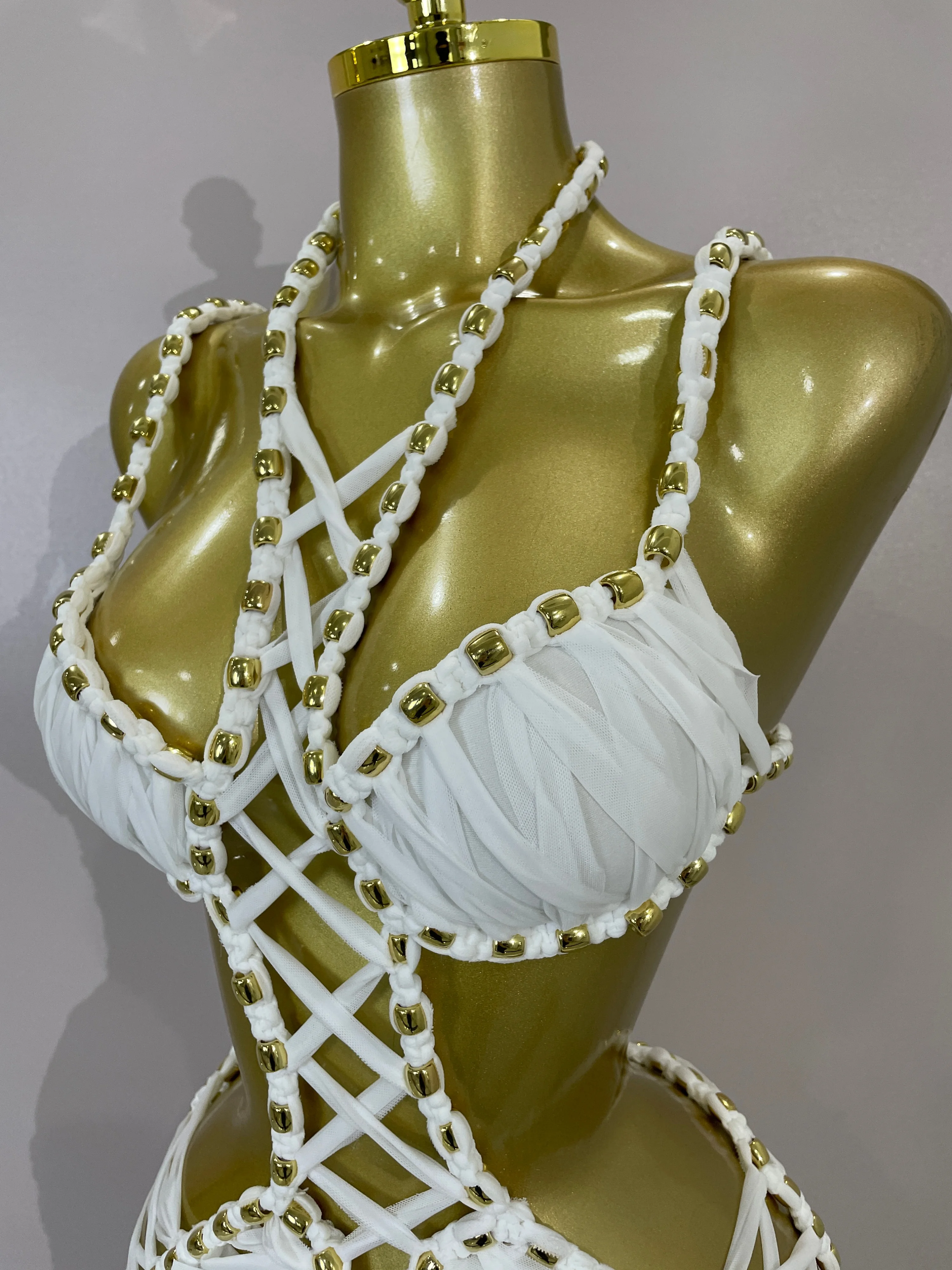 2026 Women Sexy White Halter Neck Perspective Hollow Mini Dresses Summer Backless Nightclub Party Evening Club Performance Dress