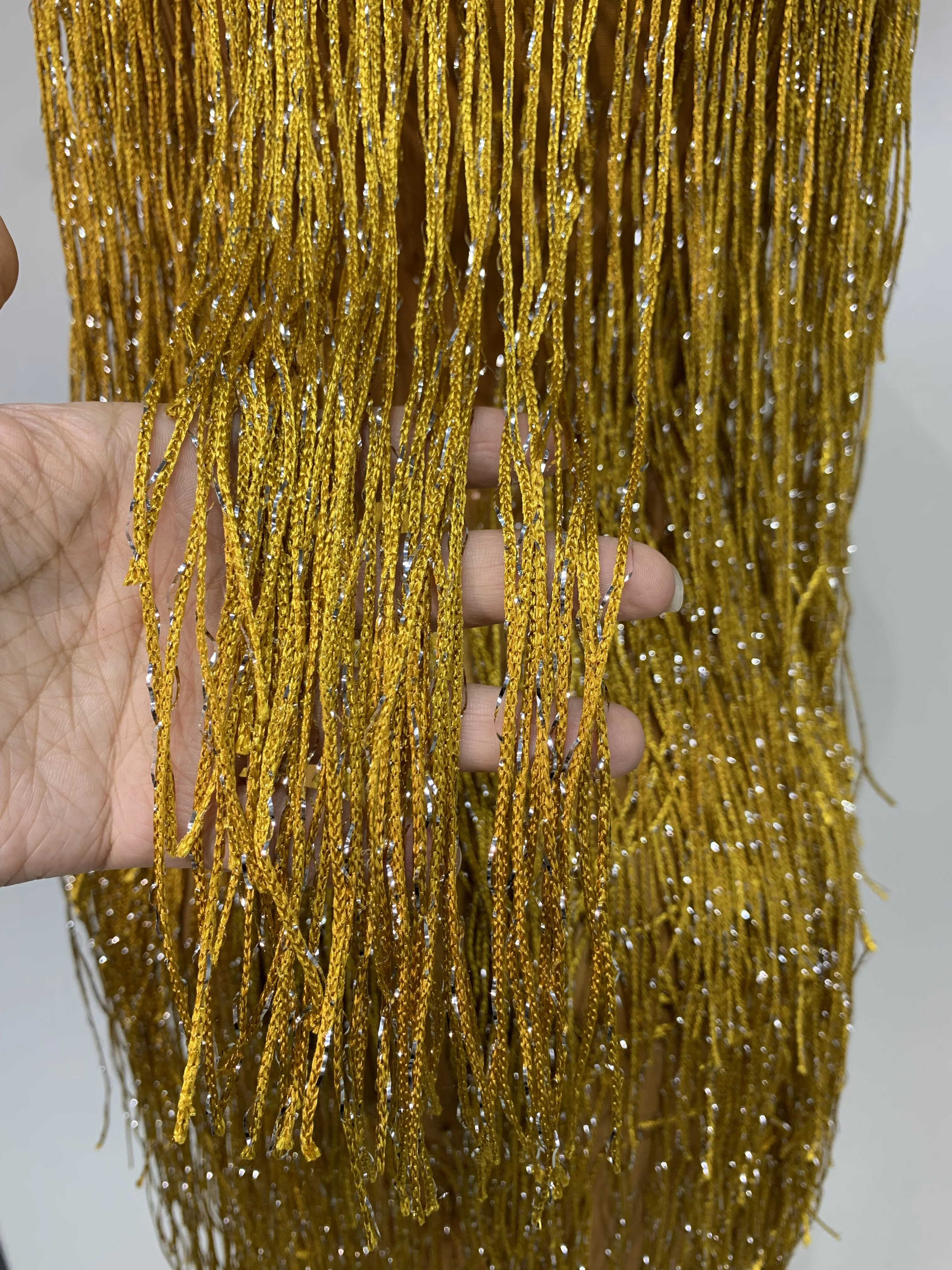 Women Sexy Shiny Crystals Tassel Gold Dress Elegant Evening Party Prom Gown Nightclub Birthday Dress Photoshoot Stage Outfit
