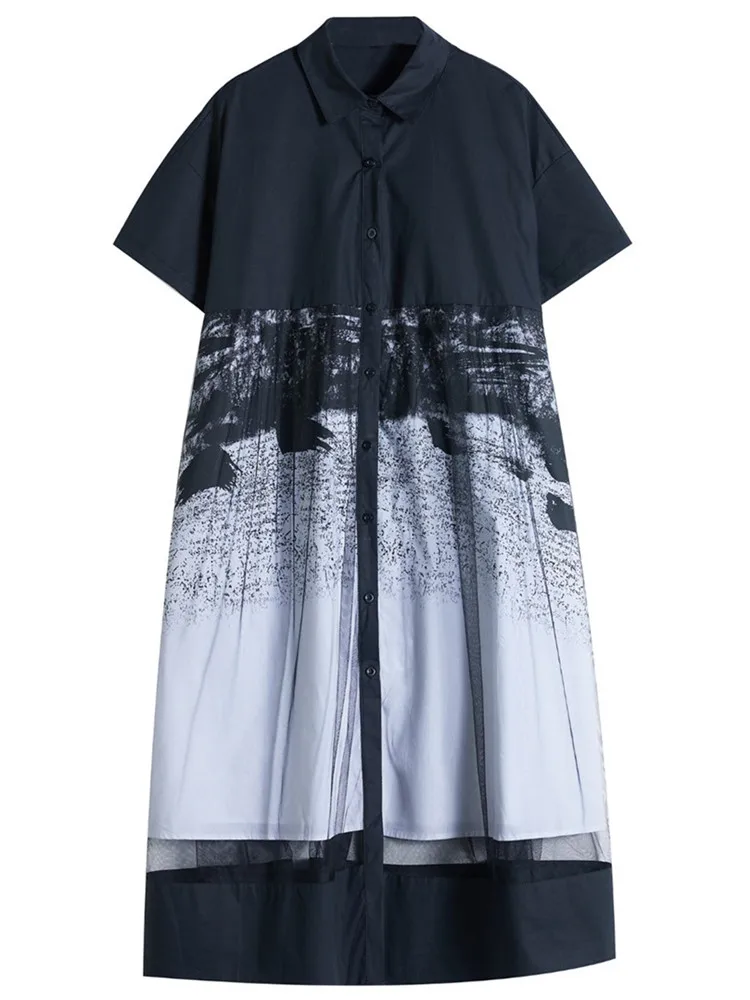 short sleeve black mesh vintage floral new in dresses for women casual loose long summer shirt dress elegant clothing 2026
