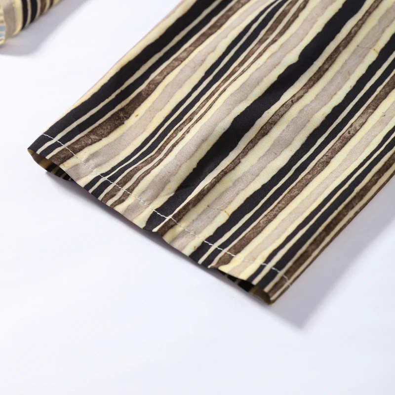 Casual Stripe Maxi Dresses Women Loose Full Sleeves Deep V-neck Ankle-length Dress 2026 New Ladies Summer Vacation Beach Outfit