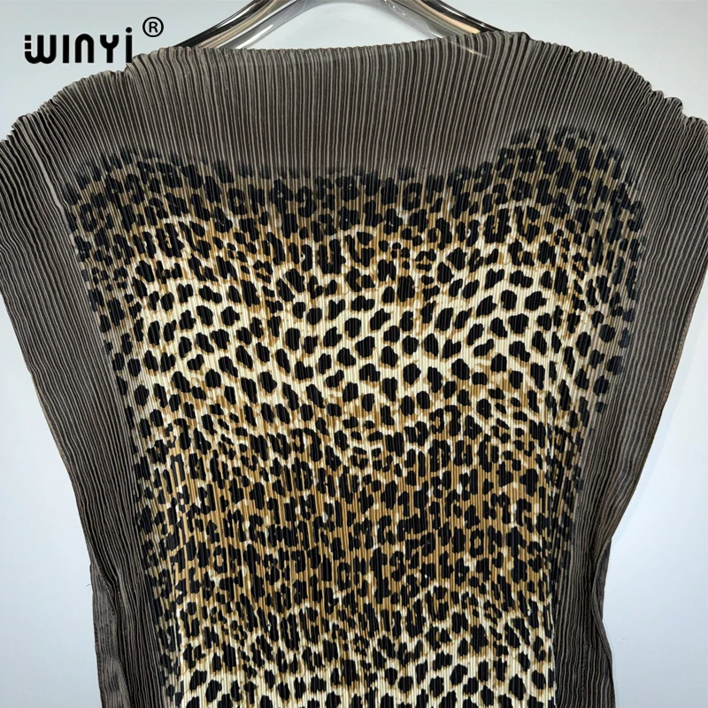 WINYI Pleated Elastic Slim Dress Women Crumple Design Pleated Luxury Abaya Muslim Party Dress Poncho for Women Beach Wear Kaftan