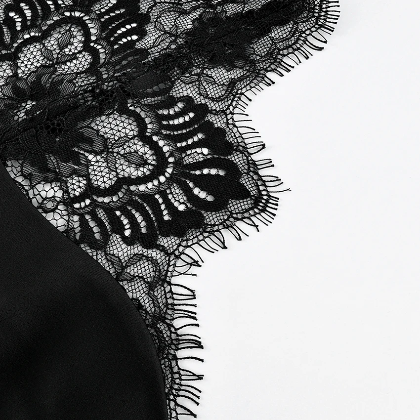 Linad Sexy High Waist Lace Mini Halter Dress Women 2026 Summer Black Satin Slim Party Dresses Elegant Silk Pencil Dress Female