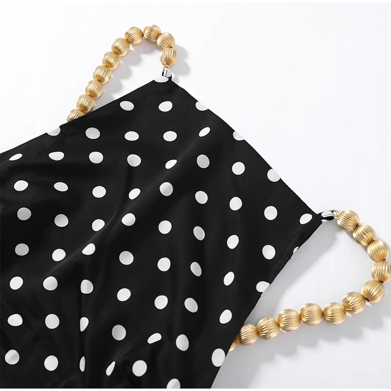 Sexy Beading Suspender Backless Dress Women Polka Dot Sleeveless Bodycon Party Dresses 2026 Summer Lady New Slim Street Robes