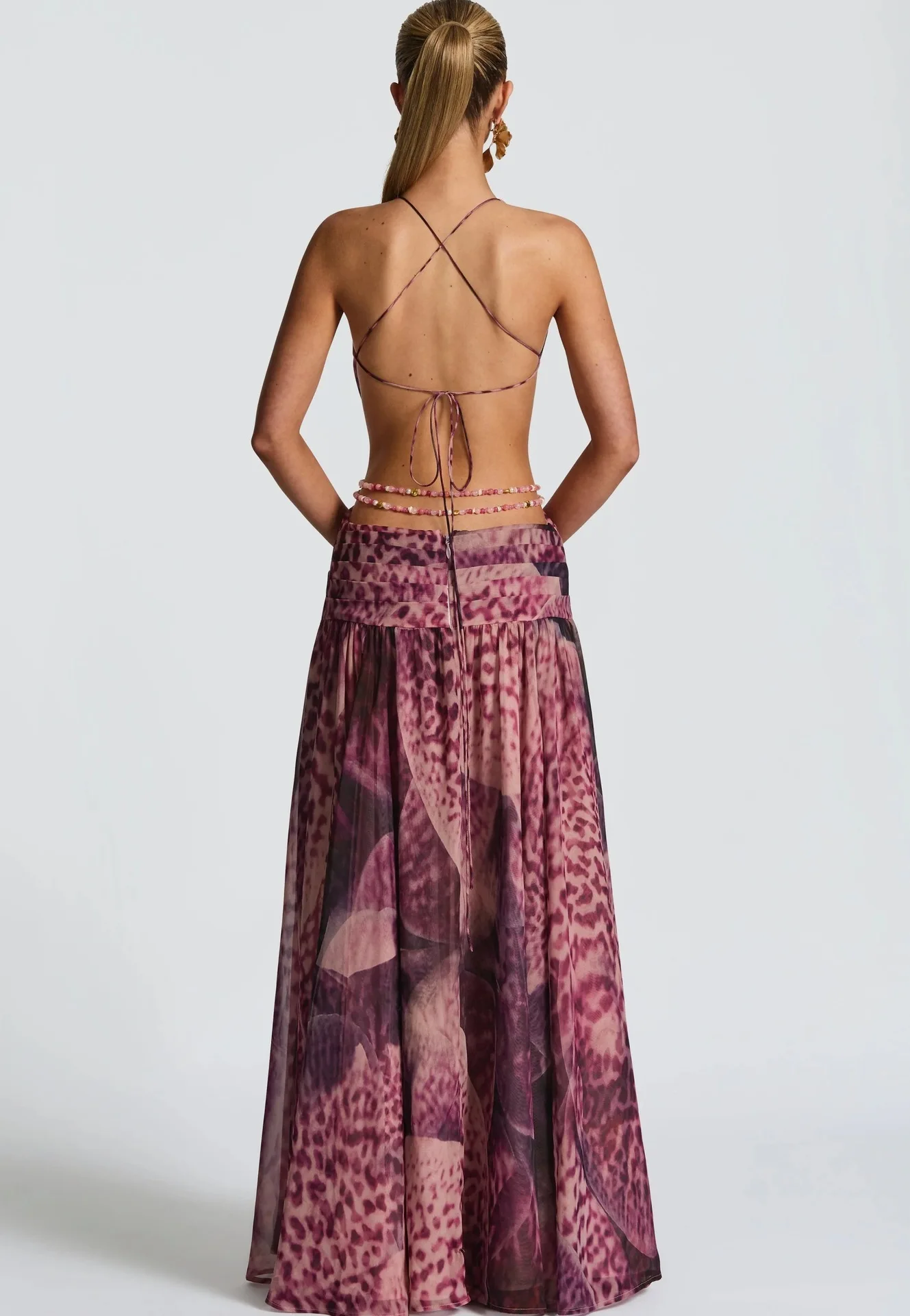 Townlike Leopard A-line Maxi Long Dress Women Halter 2026 Spring Summer Dress Deep V Neck Split Nightclub Sexy Party Dresses