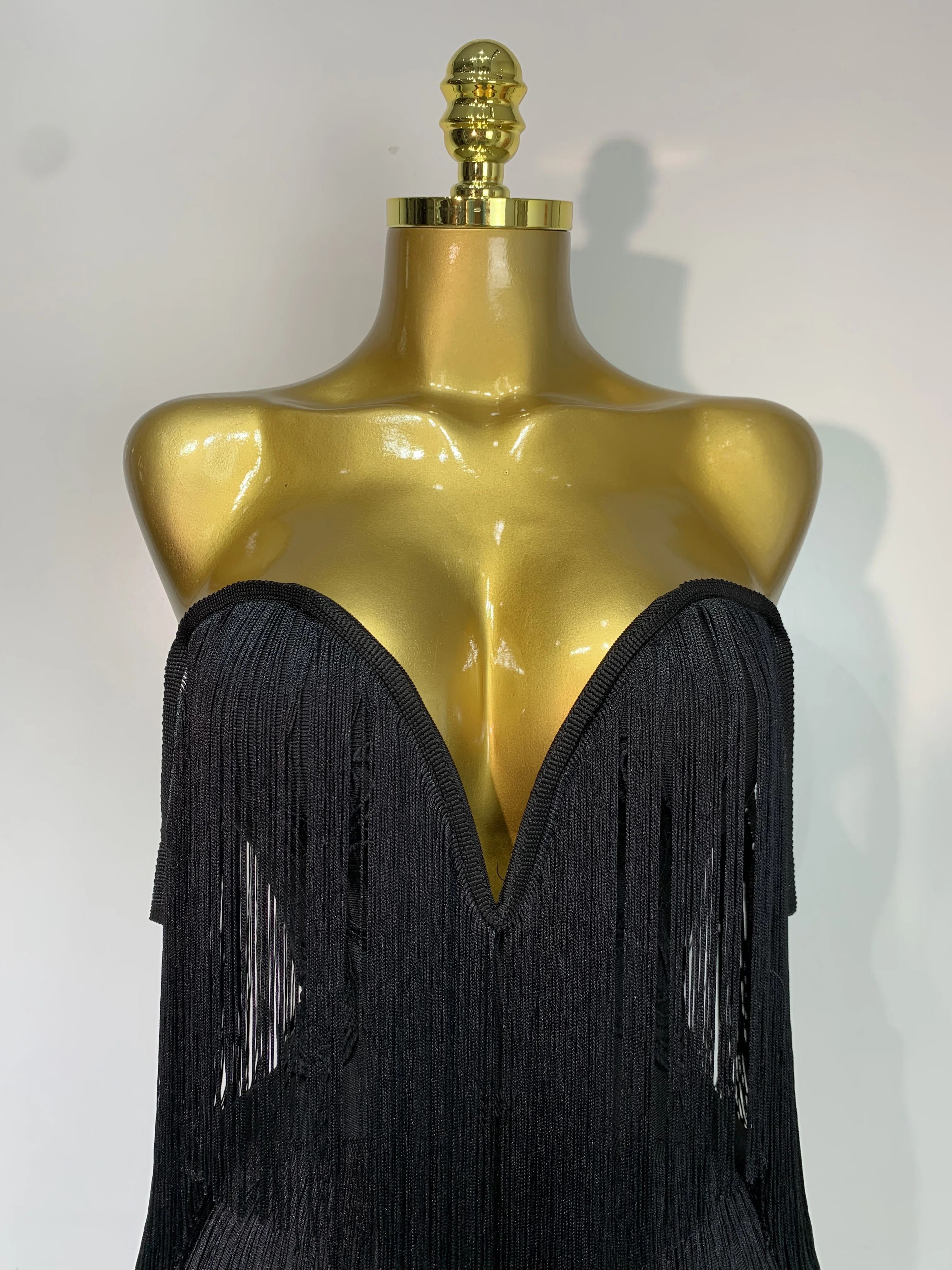 Women Sexy Strapless Tassel Off Shoulder Bandage Dress Fancy Club Celebrity Evening Party Mini Bodycon Dress Birthday Vestido