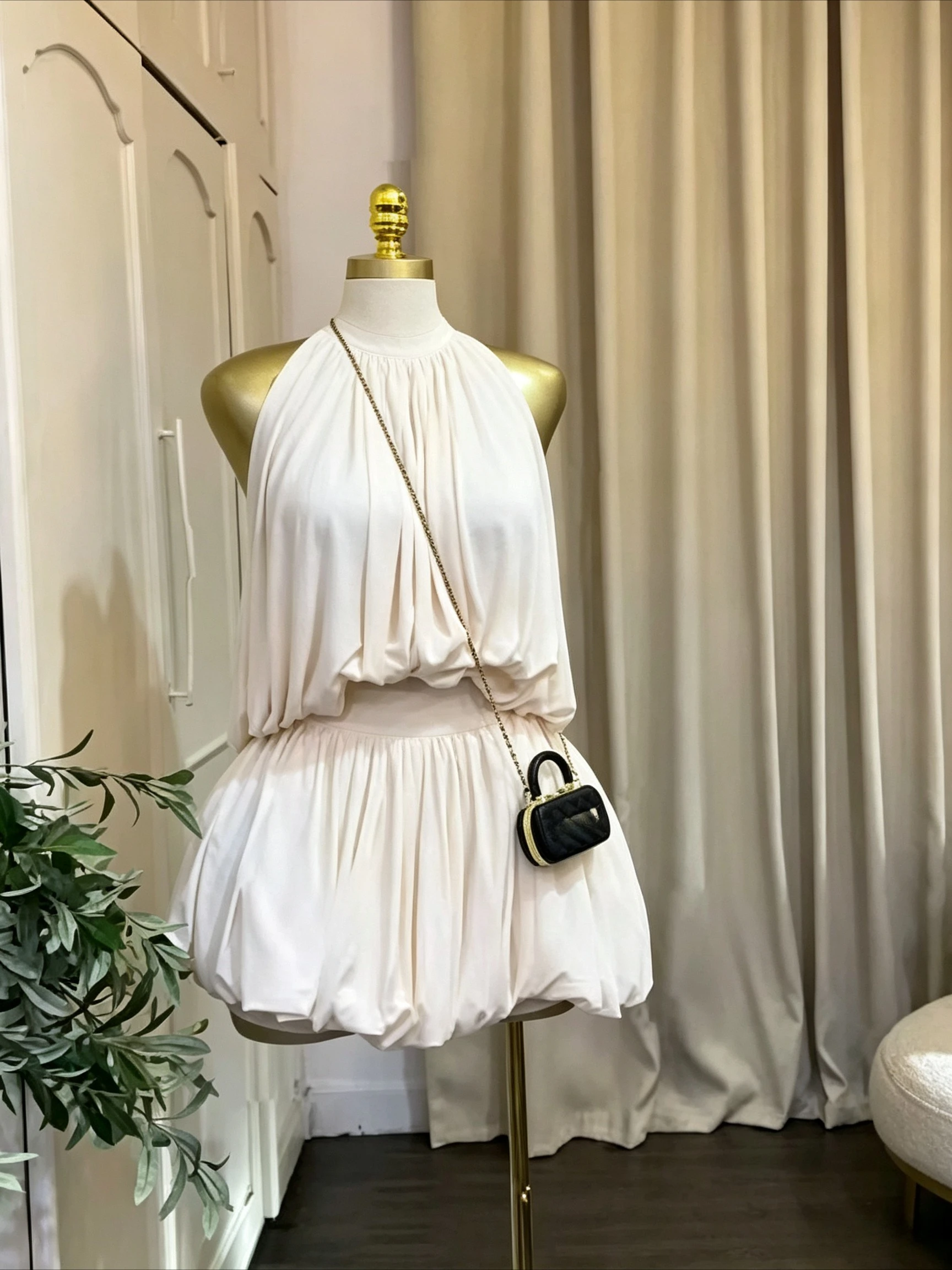 CM.YAYA Women Dress Sleeveless Halter Ruched Ball Gown Mini Dress with Shorts 2026 Beach Party Elegant Holiday Birthday Outfits