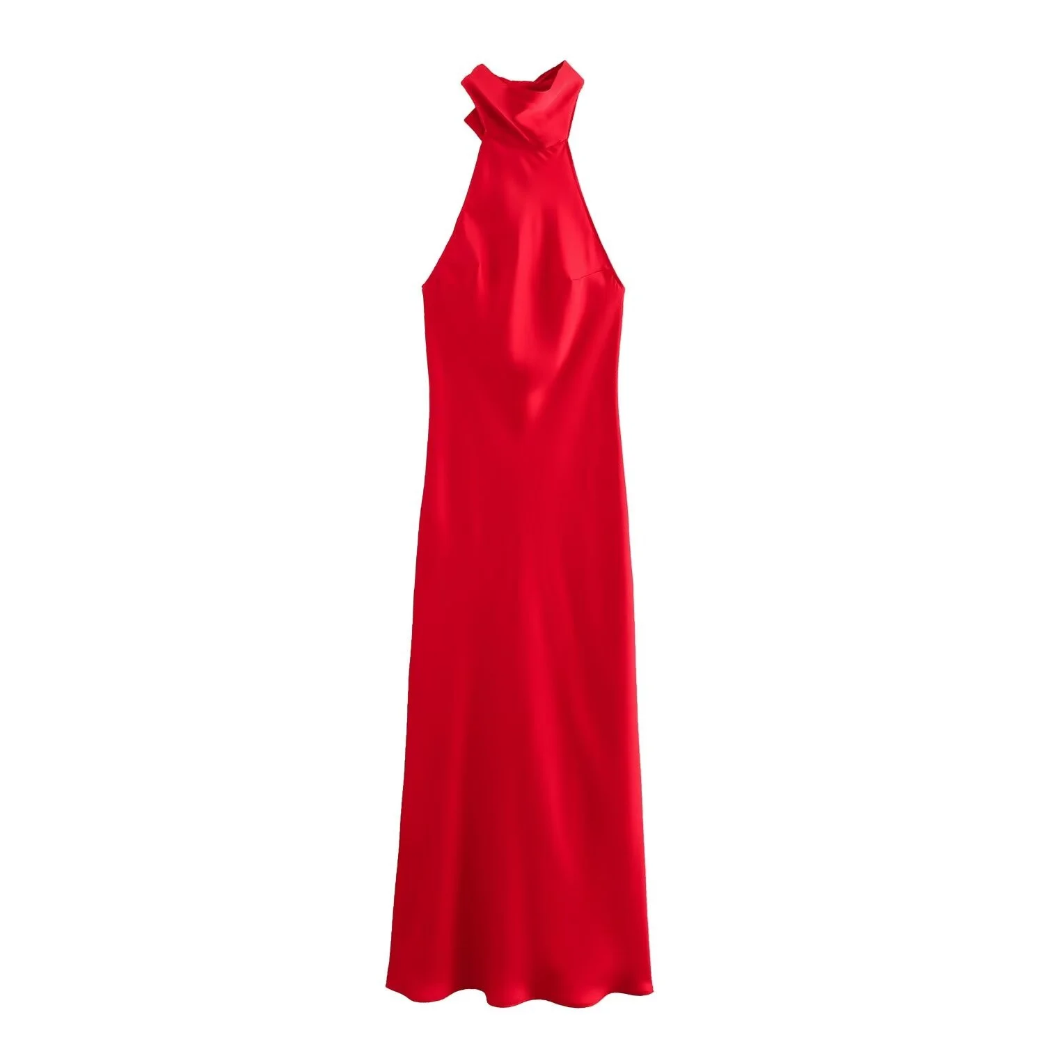 BSAY Dress for Women Fashion 2024 Autumn New Bow Sexy Backless French Elegant Halter Neck Satin Texture Midi Dresses