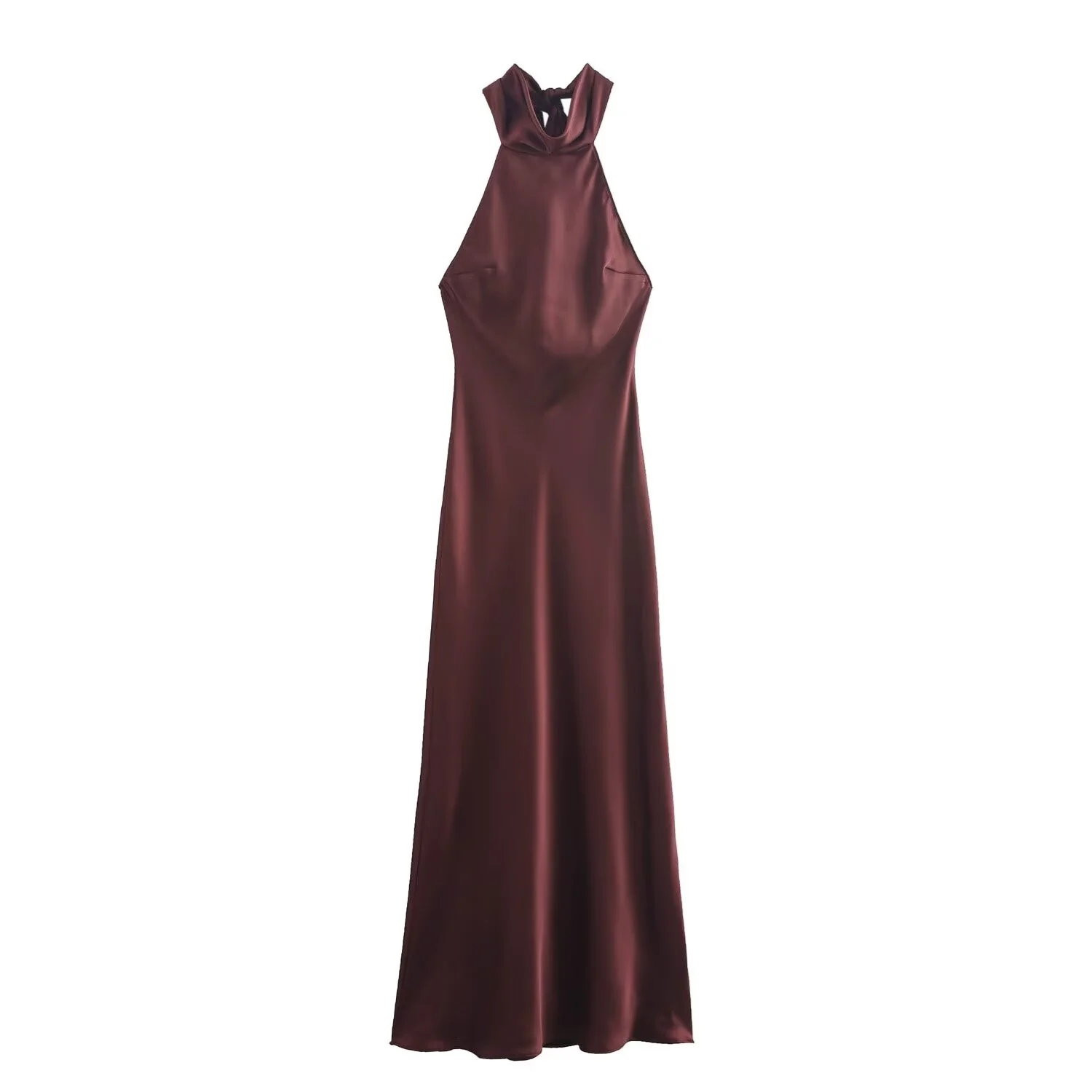BSAY Dress for Women Fashion 2024 Autumn New Bow Sexy Backless French Elegant Halter Neck Satin Texture Midi Dresses