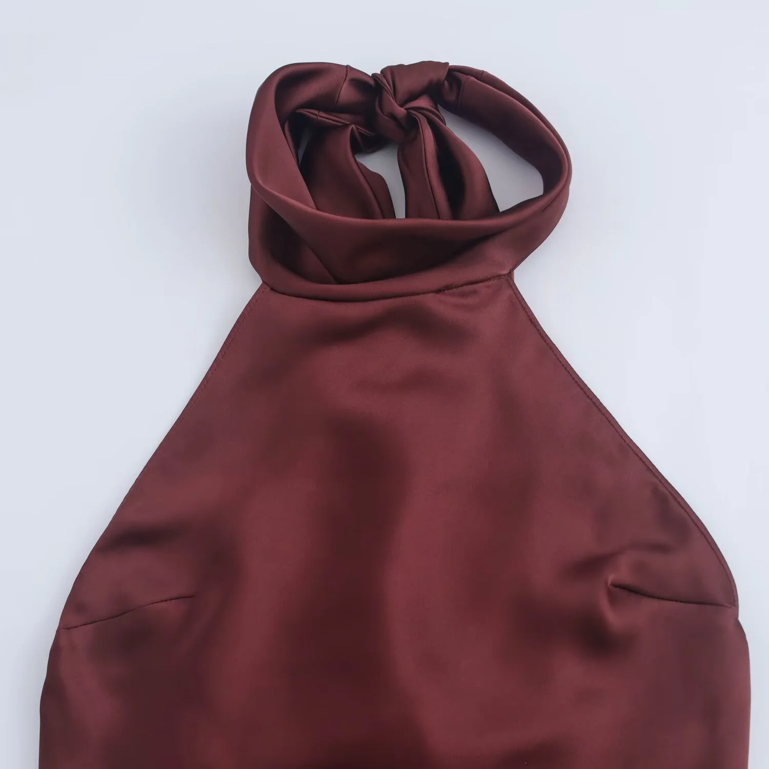 BSAY Dress for Women Fashion 2024 Autumn New Bow Sexy Backless French Elegant Halter Neck Satin Texture Midi Dresses