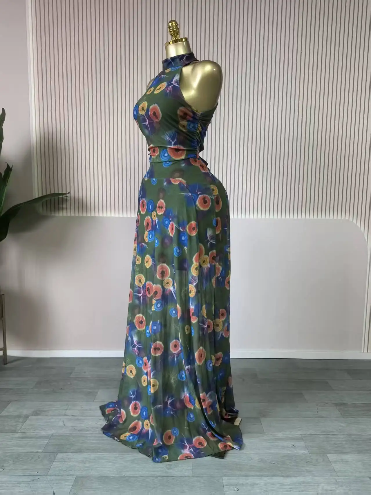 GLCMYAYA Women Printed Sleeveless with Sashes Fit and Flare A-line Maxi Dress 2026 Streetwear Beach Holiday Long Dresses Vestido