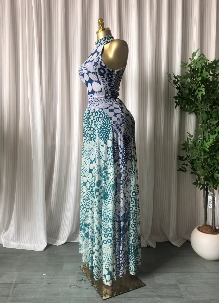 GLCMYAYA Women Printed Sleeveless with Sashes Fit and Flare A-line Maxi Dress 2026 Streetwear Beach Holiday Long Dresses Vestido