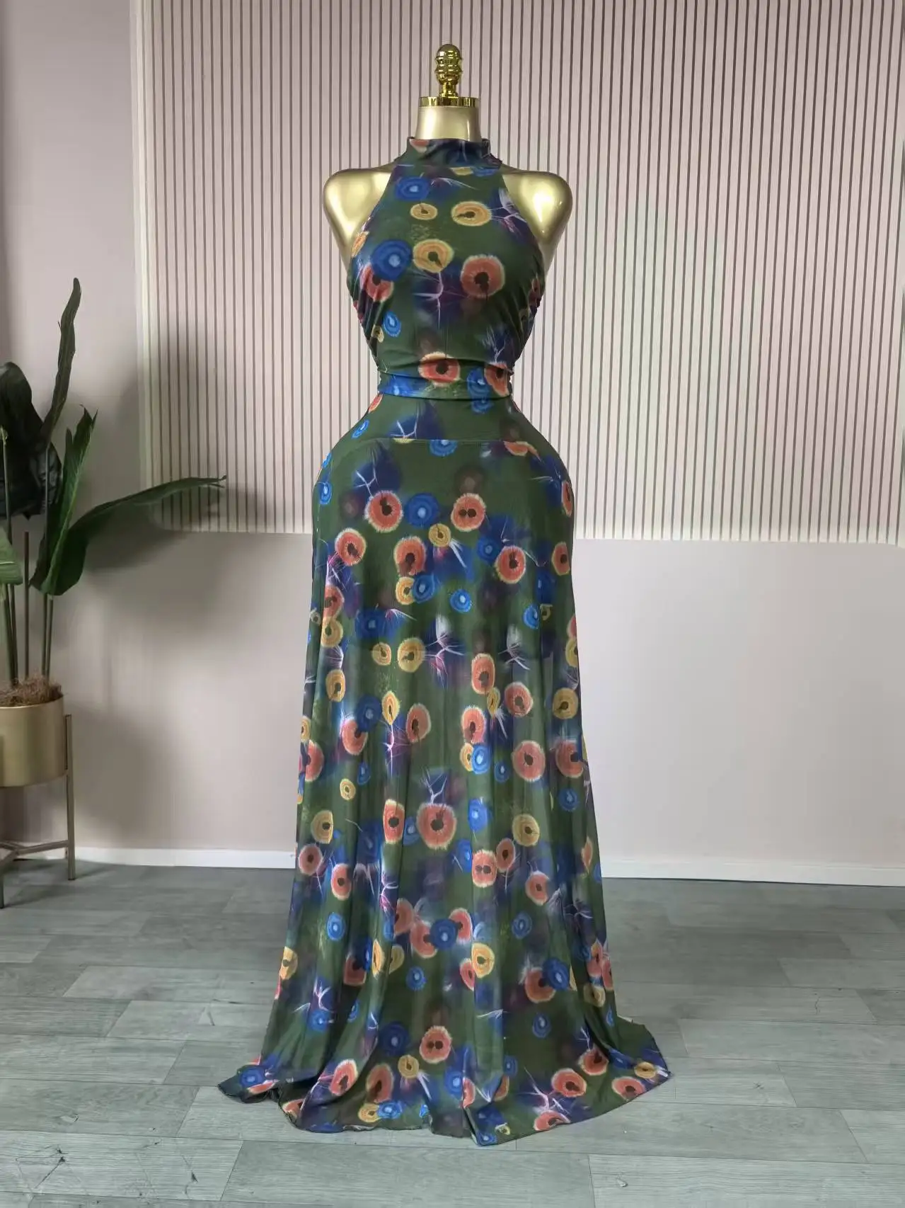 GLCMYAYA Women Printed Sleeveless with Sashes Fit and Flare A-line Maxi Dress 2026 Streetwear Beach Holiday Long Dresses Vestido