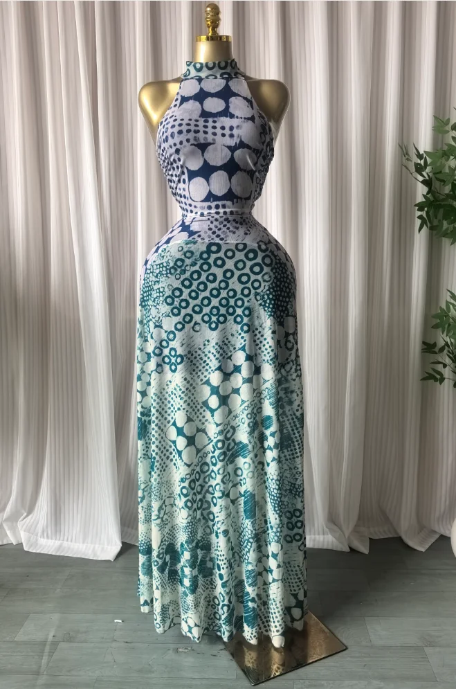 GLCMYAYA Women Printed Sleeveless with Sashes Fit and Flare A-line Maxi Dress 2026 Streetwear Beach Holiday Long Dresses Vestido
