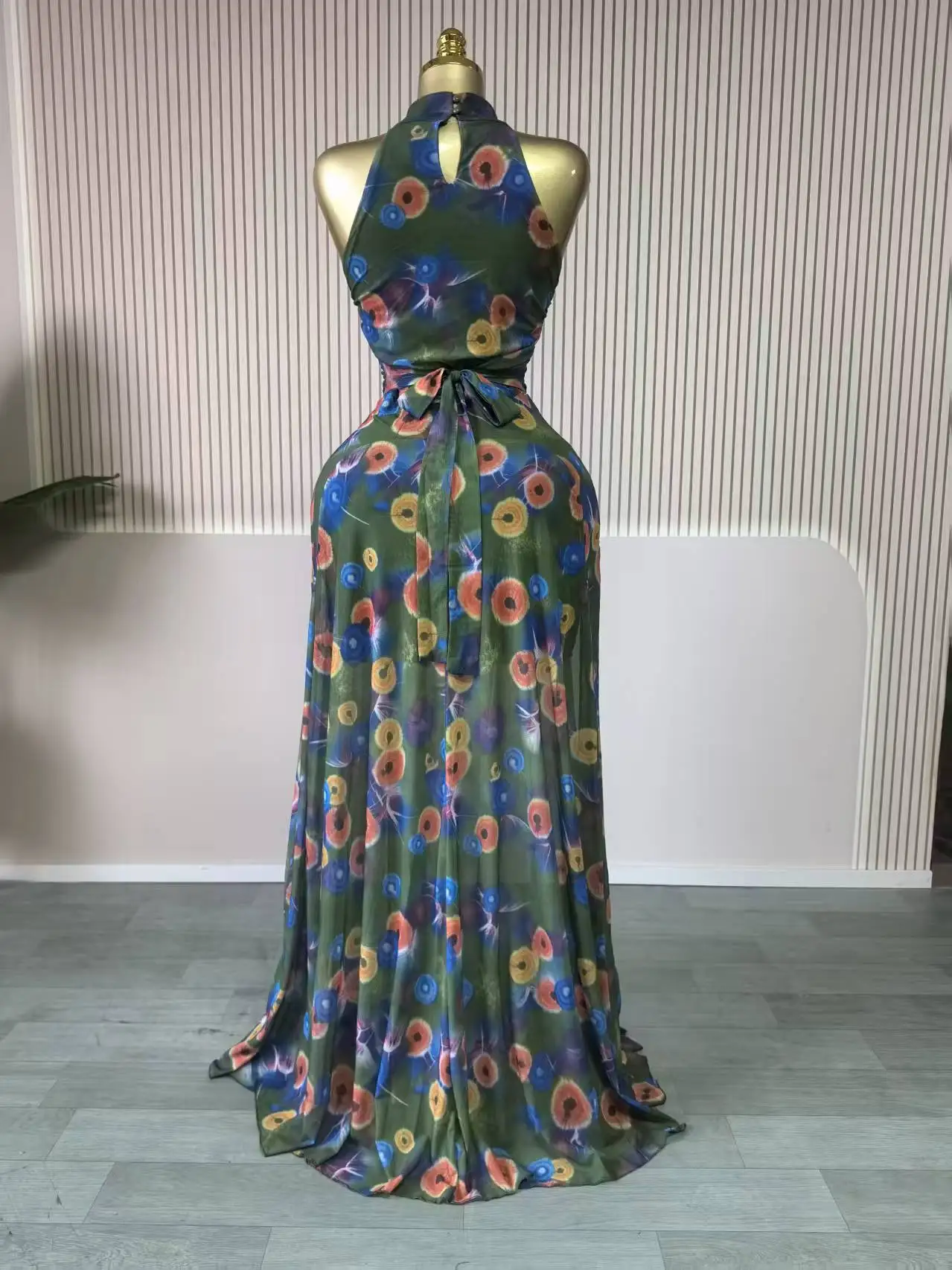 GLCMYAYA Women Printed Sleeveless with Sashes Fit and Flare A-line Maxi Dress 2026 Streetwear Beach Holiday Long Dresses Vestido
