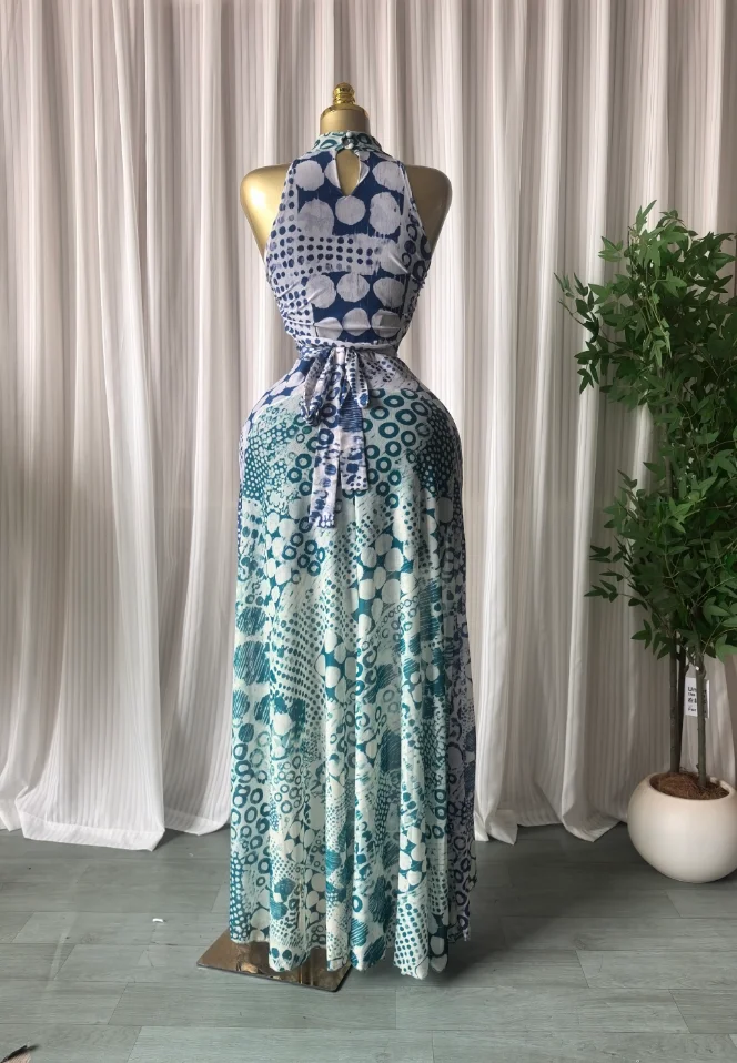 GLCMYAYA Women Printed Sleeveless with Sashes Fit and Flare A-line Maxi Dress 2026 Streetwear Beach Holiday Long Dresses Vestido