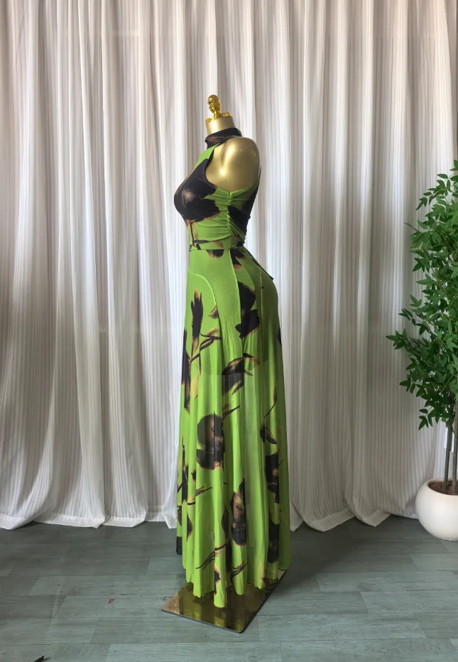 GLCMYAYA Women Printed Sleeveless with Sashes Fit and Flare A-line Maxi Dress 2026 Streetwear Beach Holiday Long Dresses Vestido