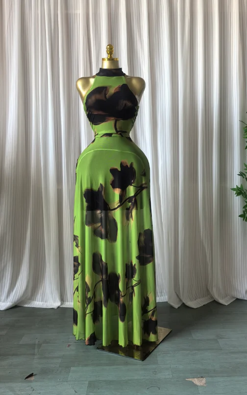 GLCMYAYA Women Printed Sleeveless with Sashes Fit and Flare A-line Maxi Dress 2026 Streetwear Beach Holiday Long Dresses Vestido