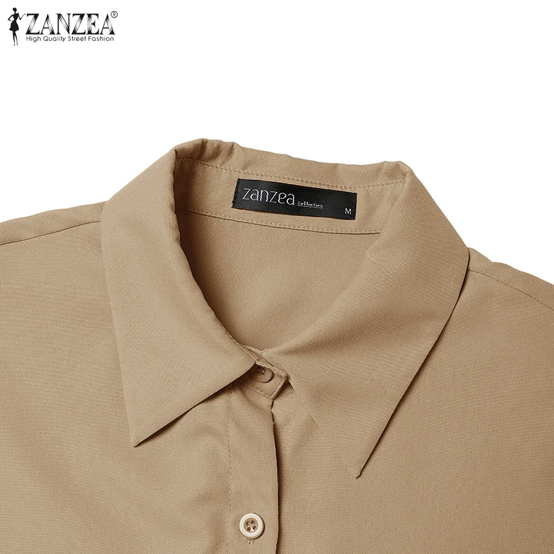 Women Summer OL Work Dress ZANZEA Elegant Short Sleeve Office Sundress Casual Solid A Line Buttons Holiday Vestidos Kaftan Robe