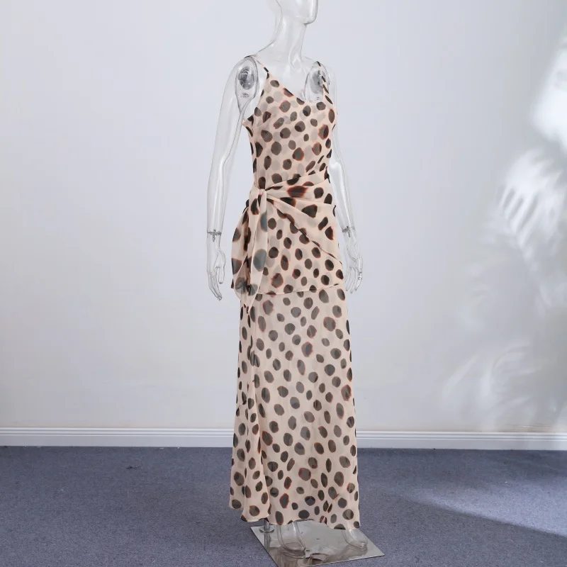 Fashion Polka Dot Patchwork Vestido Women Elegant Spaghetti Strap Slim Fit Bodycon Dresses Summer Vacation Date Club Outfit 2026