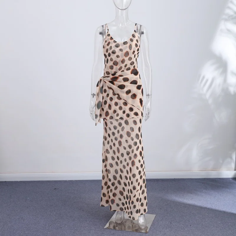 Fashion Polka Dot Patchwork Vestido Women Elegant Spaghetti Strap Slim Fit Bodycon Dresses Summer Vacation Date Club Outfit 2026