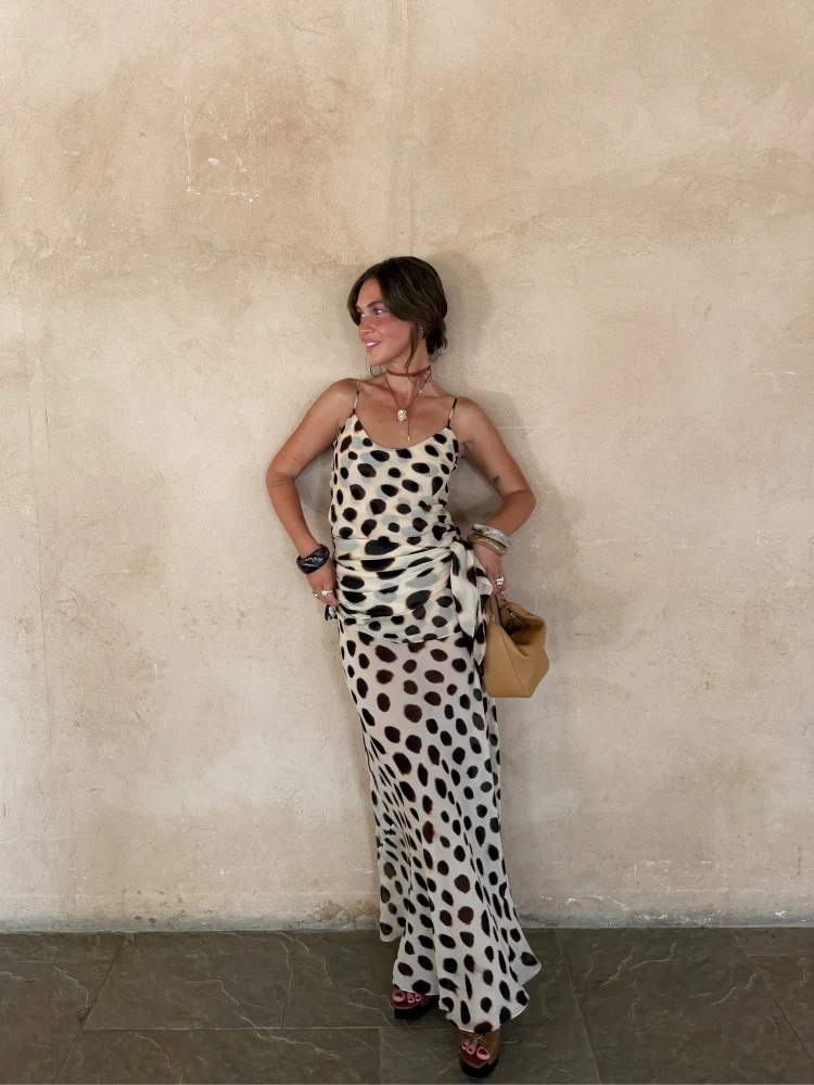 Fashion Polka Dot Patchwork Vestido Women Elegant Spaghetti Strap Slim Fit Bodycon Dresses Summer Vacation Date Club Outfit 2026
