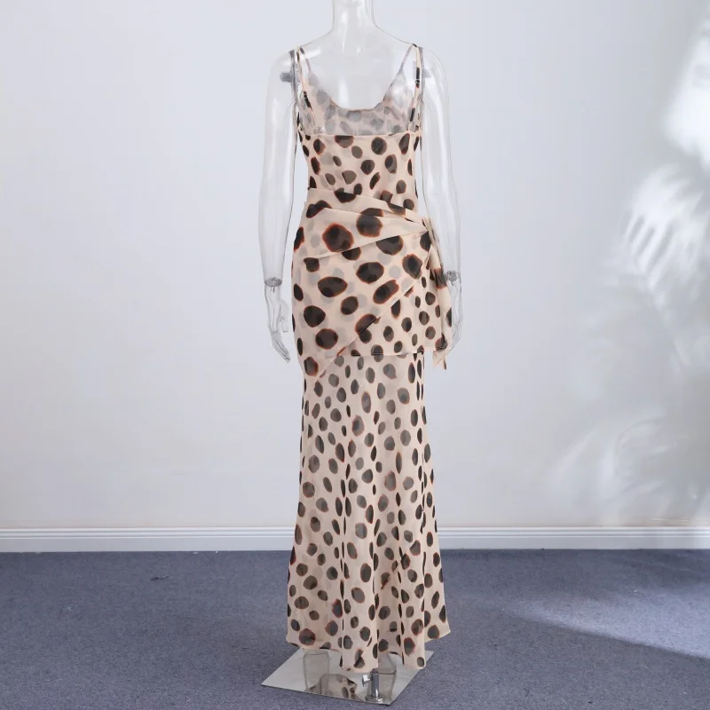 Fashion Polka Dot Patchwork Vestido Women Elegant Spaghetti Strap Slim Fit Bodycon Dresses Summer Vacation Date Club Outfit 2026