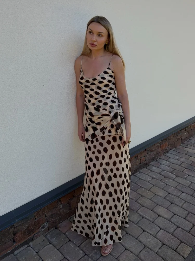 Fashion Polka Dot Patchwork Vestido Women Elegant Spaghetti Strap Slim Fit Bodycon Dresses Summer Vacation Date Club Outfit 2026