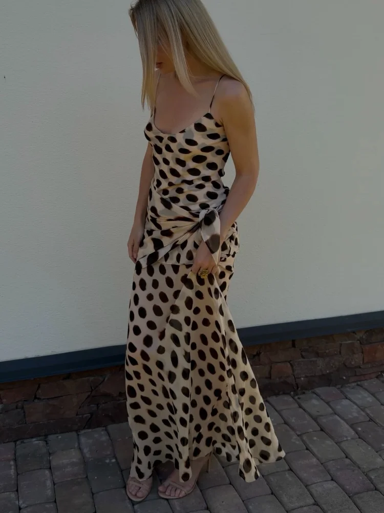 Fashion Polka Dot Patchwork Vestido Women Elegant Spaghetti Strap Slim Fit Bodycon Dresses Summer Vacation Date Club Outfit 2026
