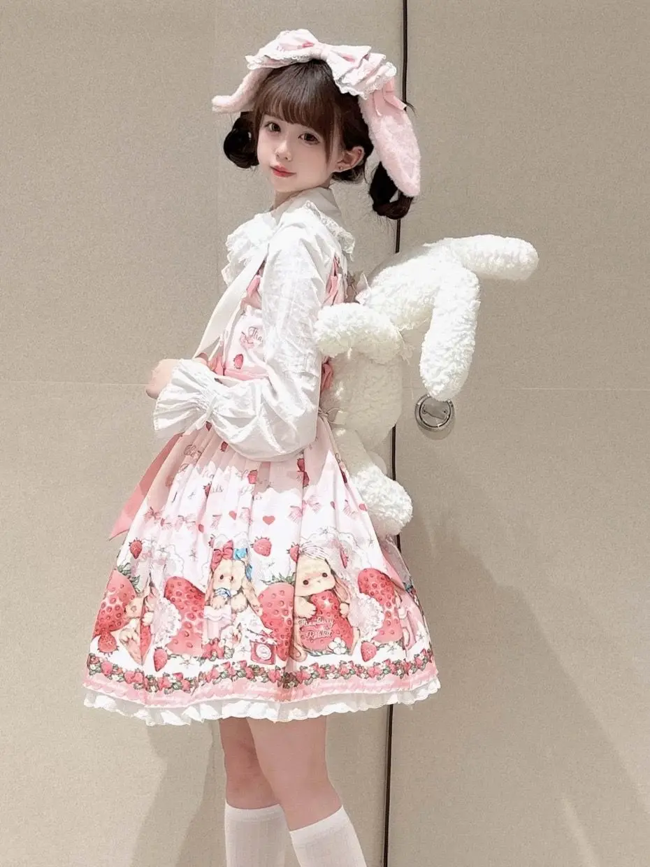 Falling Rabbit Berry Lolita Pink Cute SJK Dress Lolita Big Skirt Girls Birthday Show Cake Dress birthday dress for women