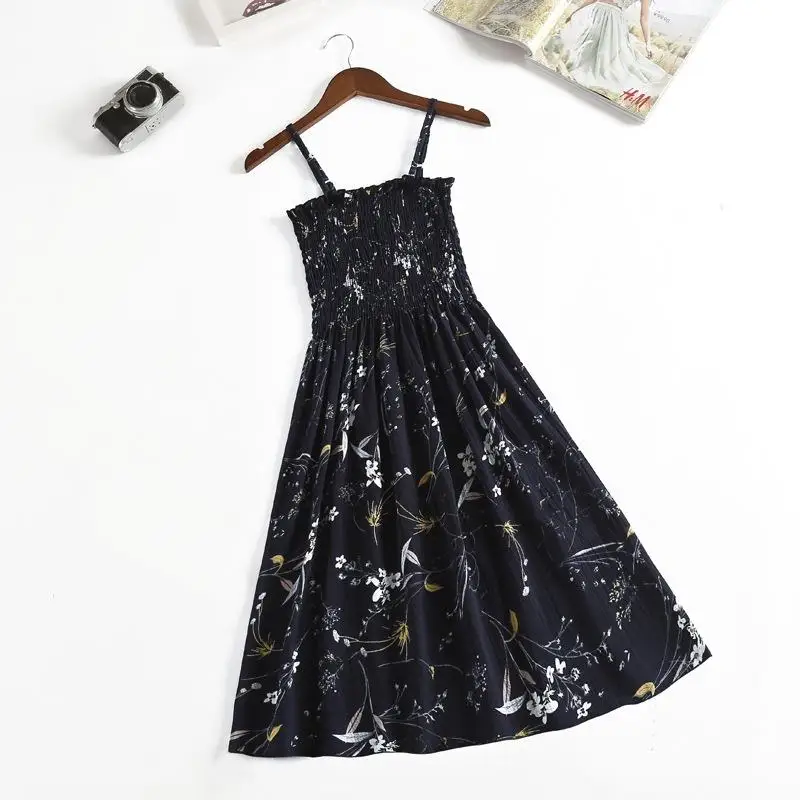 Summer Chiffon Camisole Sleeveless Dress Women Mini Dresses Fashion Elastic Waist Casual Spaghetti Strap Dresses Vestidos Girls