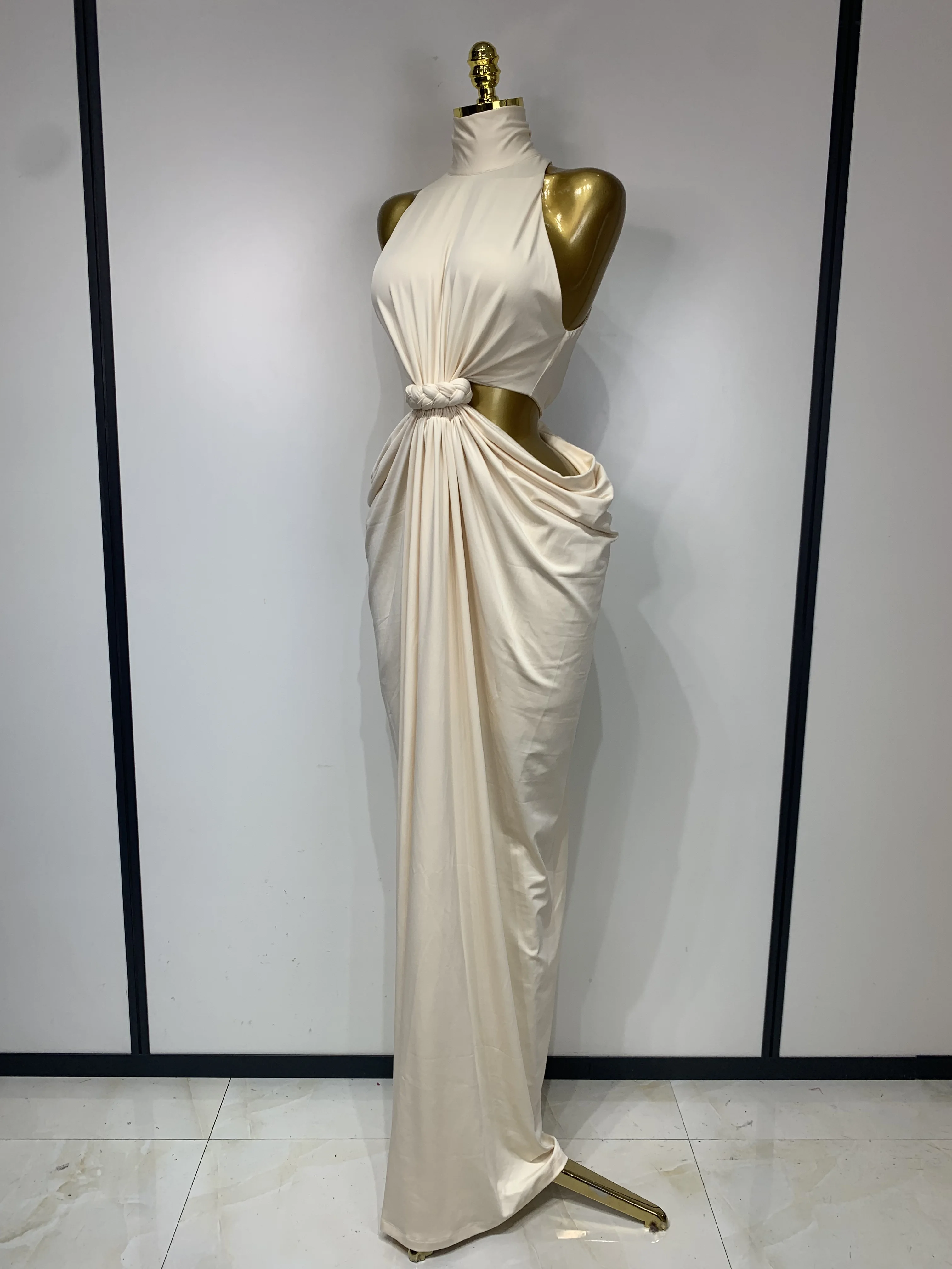 Women Sleeveless Sexy Cut Out Maxi Long Bodycon Dresses Luxury Birthday Evening Party Celebrity Elegant Wedding Guest Dress