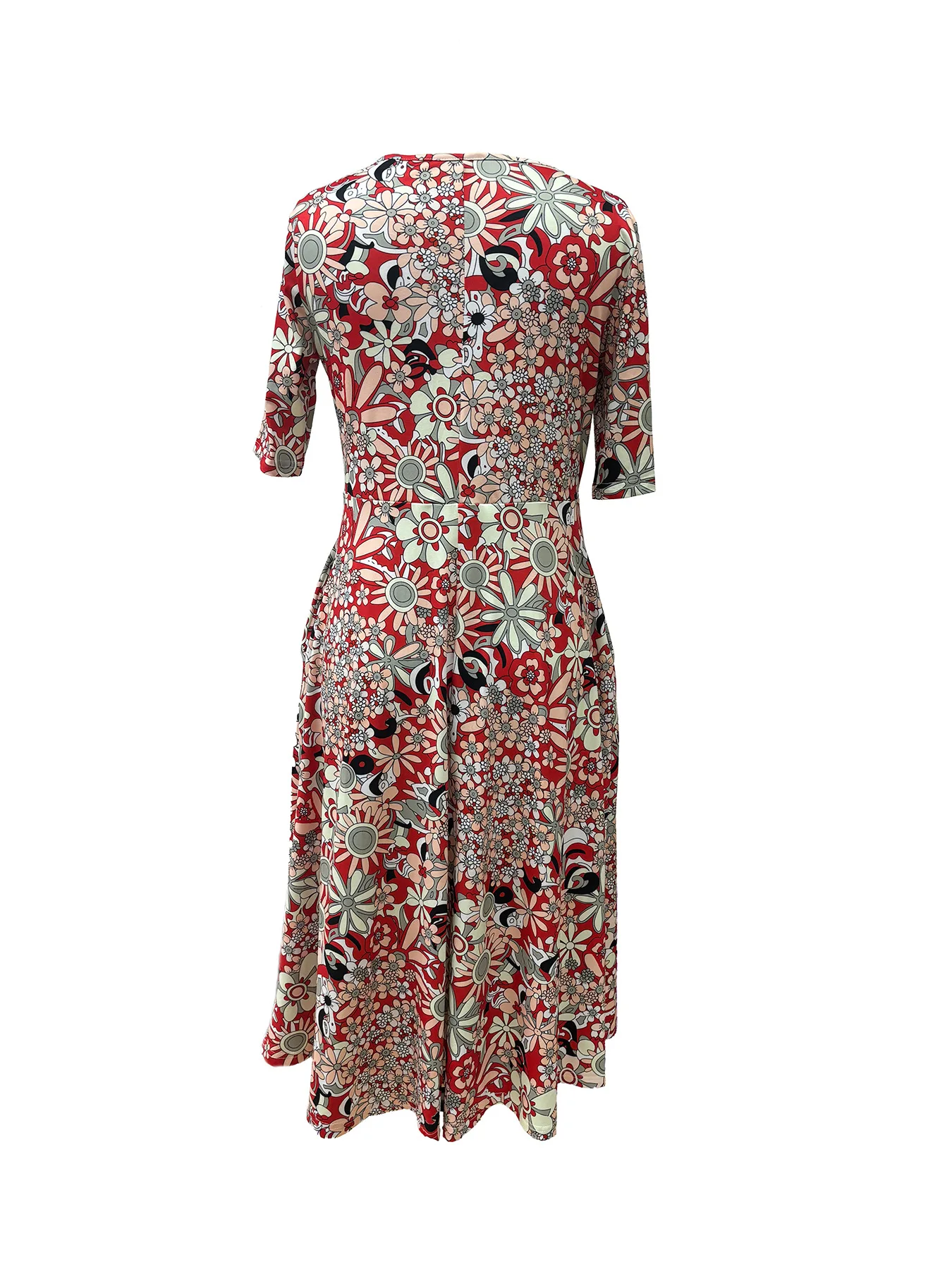 Summer Fashion Vintage Floral Print Boho Party Dresses For Women 2025 Elegant V-Neck Half Sleeve Pockets Beach Long Dress Robe